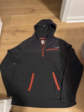 Ascend Black/Gray Hooded Performance Pullover with orange Zippers